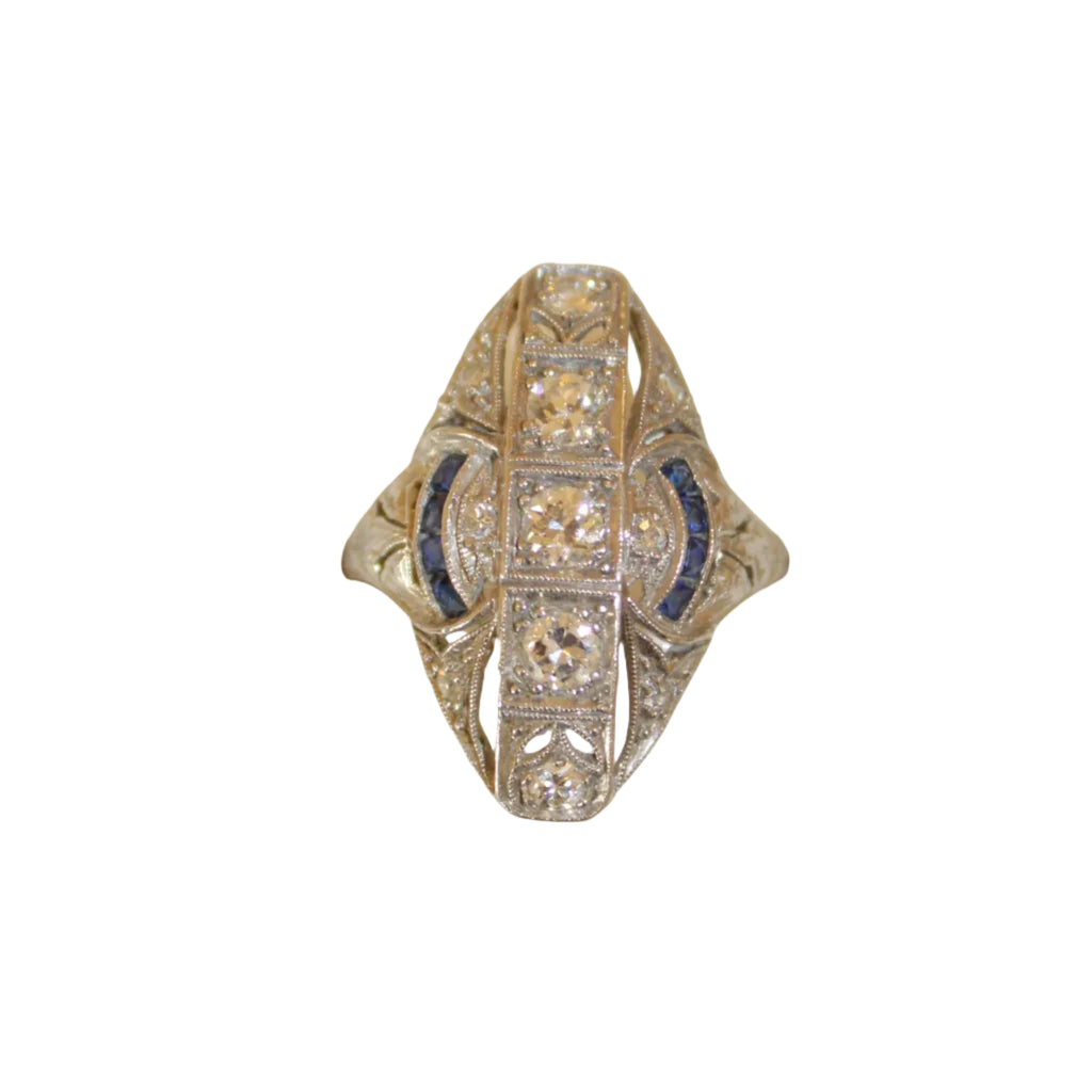 Art Deco Diamond and Sapphire Ring