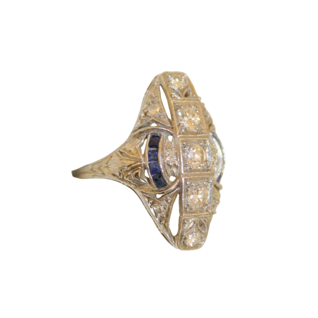 Art Deco Diamond and Sapphire Ring