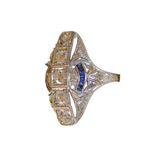 Art Deco Diamond and Sapphire Ring