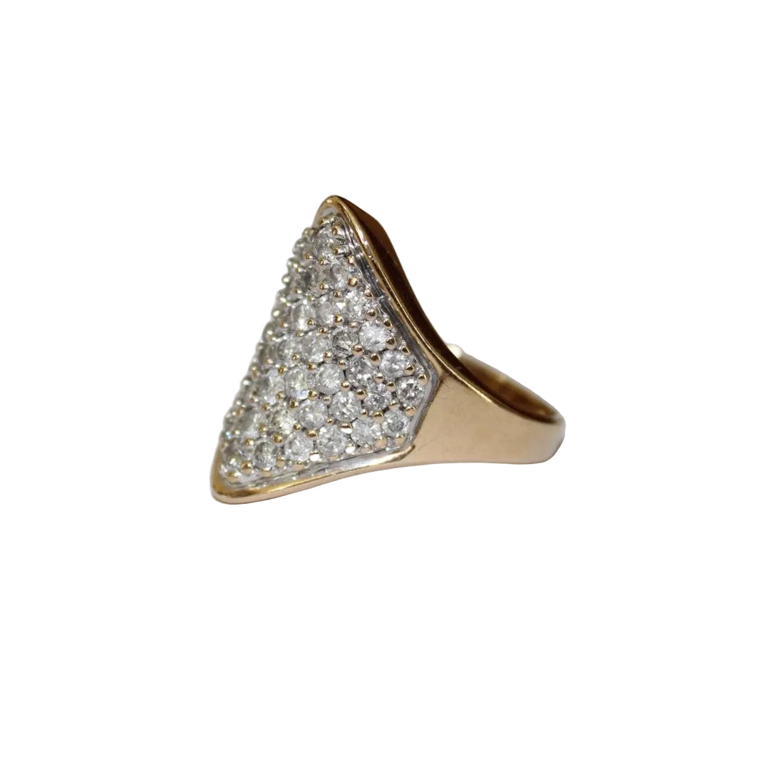Triangular diamond ring on a light background