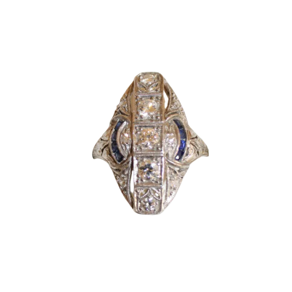 Art Deco Diamond and Sapphire Ring